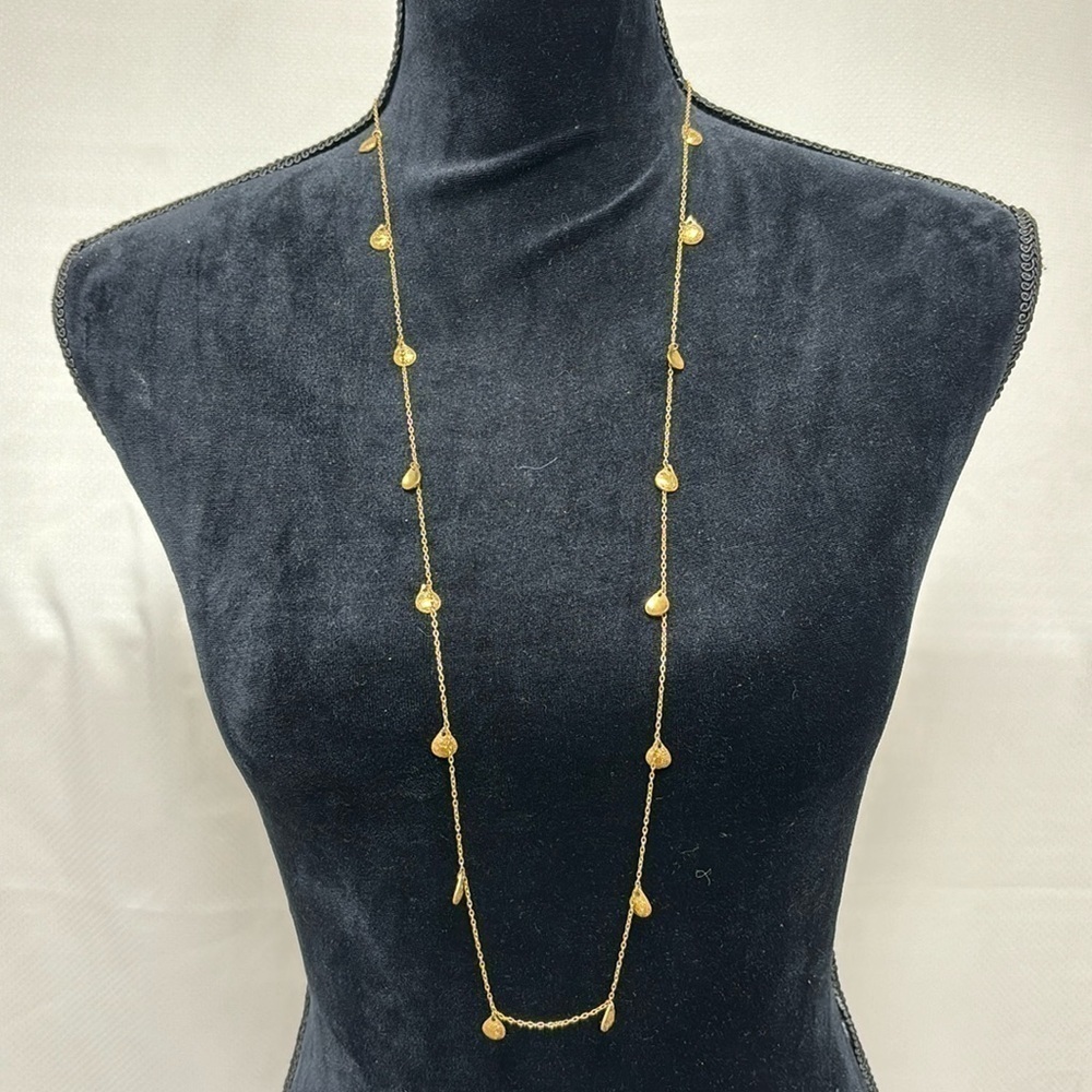 Stella and Dot long teardrop gold necklace